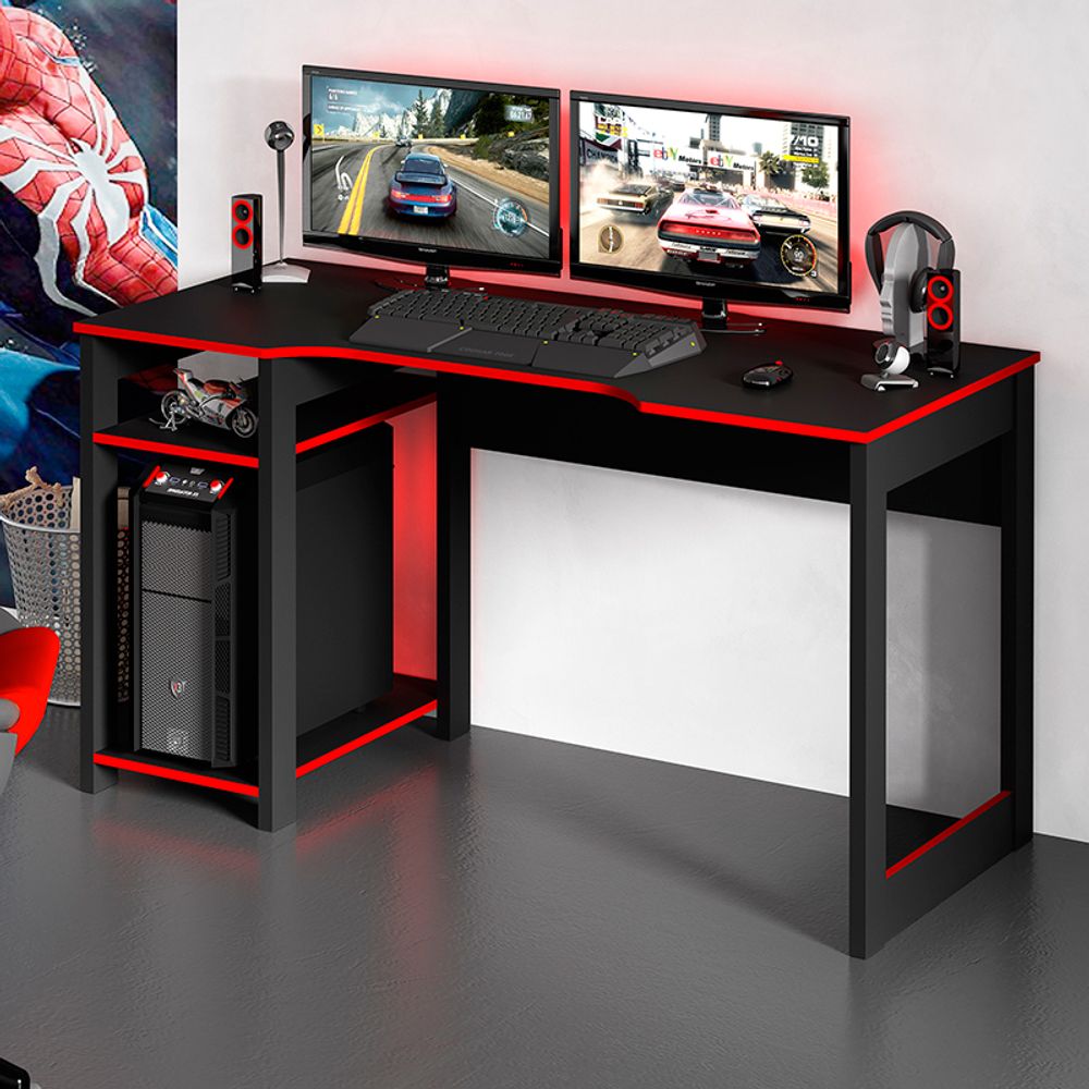 Mesa Para Escritório Gamer Me4152 Tecno Mobili Vermelho atacadao